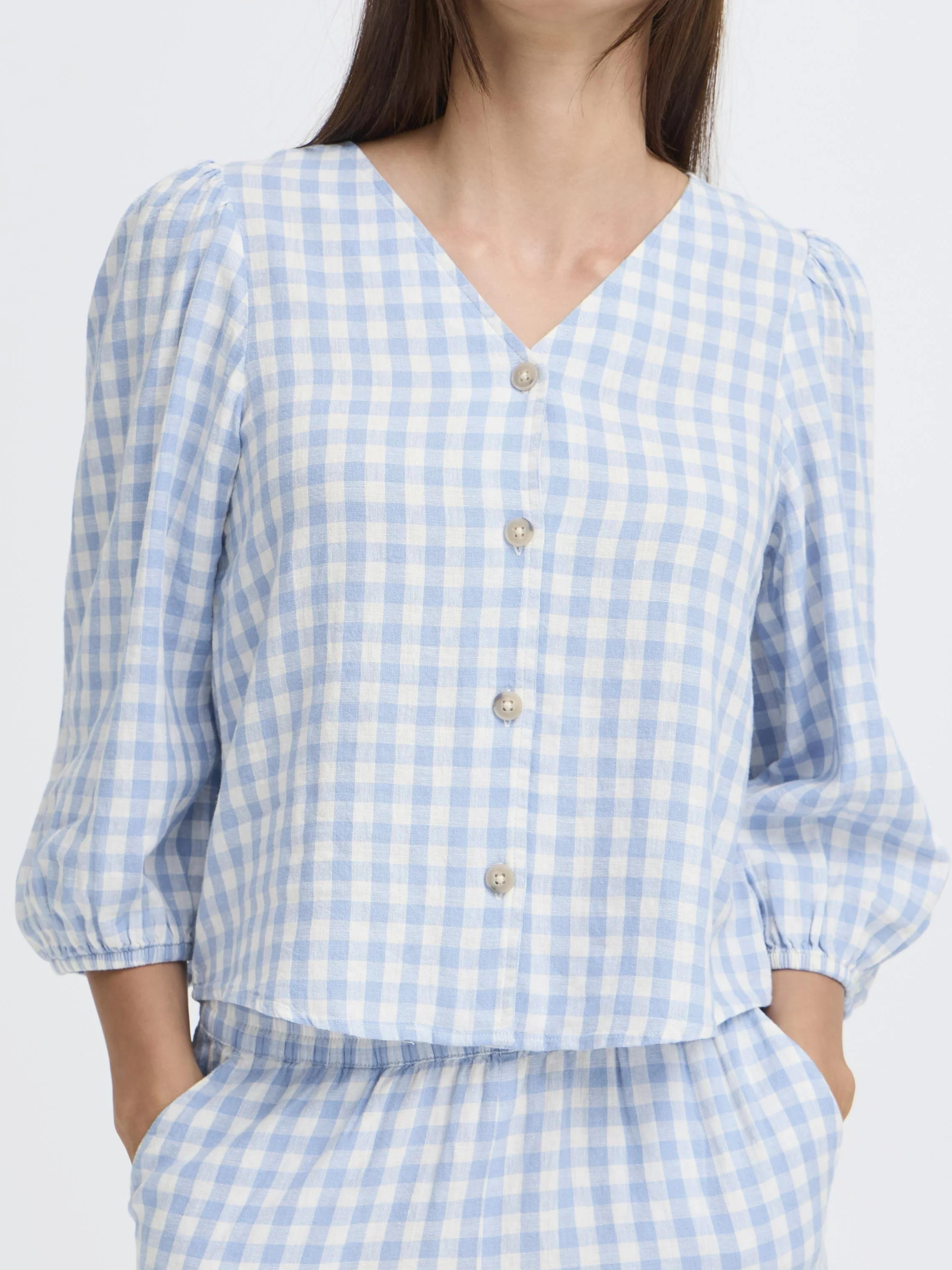 B.Young Falakka Puff Sleeve Button Blouse