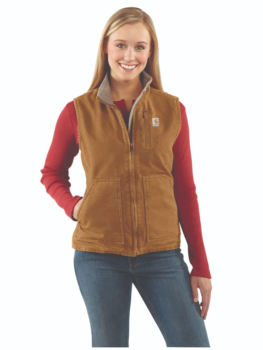 Carhartt Relaxed Fit Washed Duck Sherpa Lined Vest - Image 2