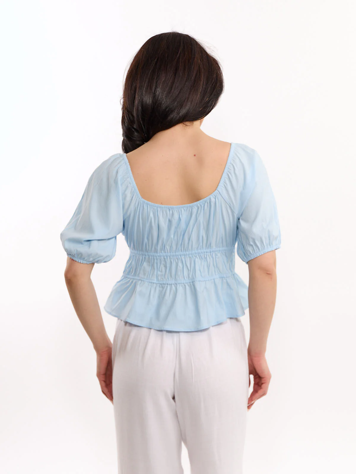 Cindy Bubble Short Sleeve Tie-Front Top - Image 2