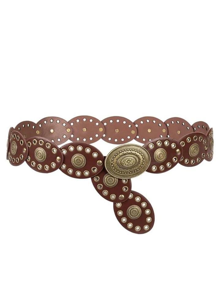 Dakota Oval Disc Leather Belt - Image 2
