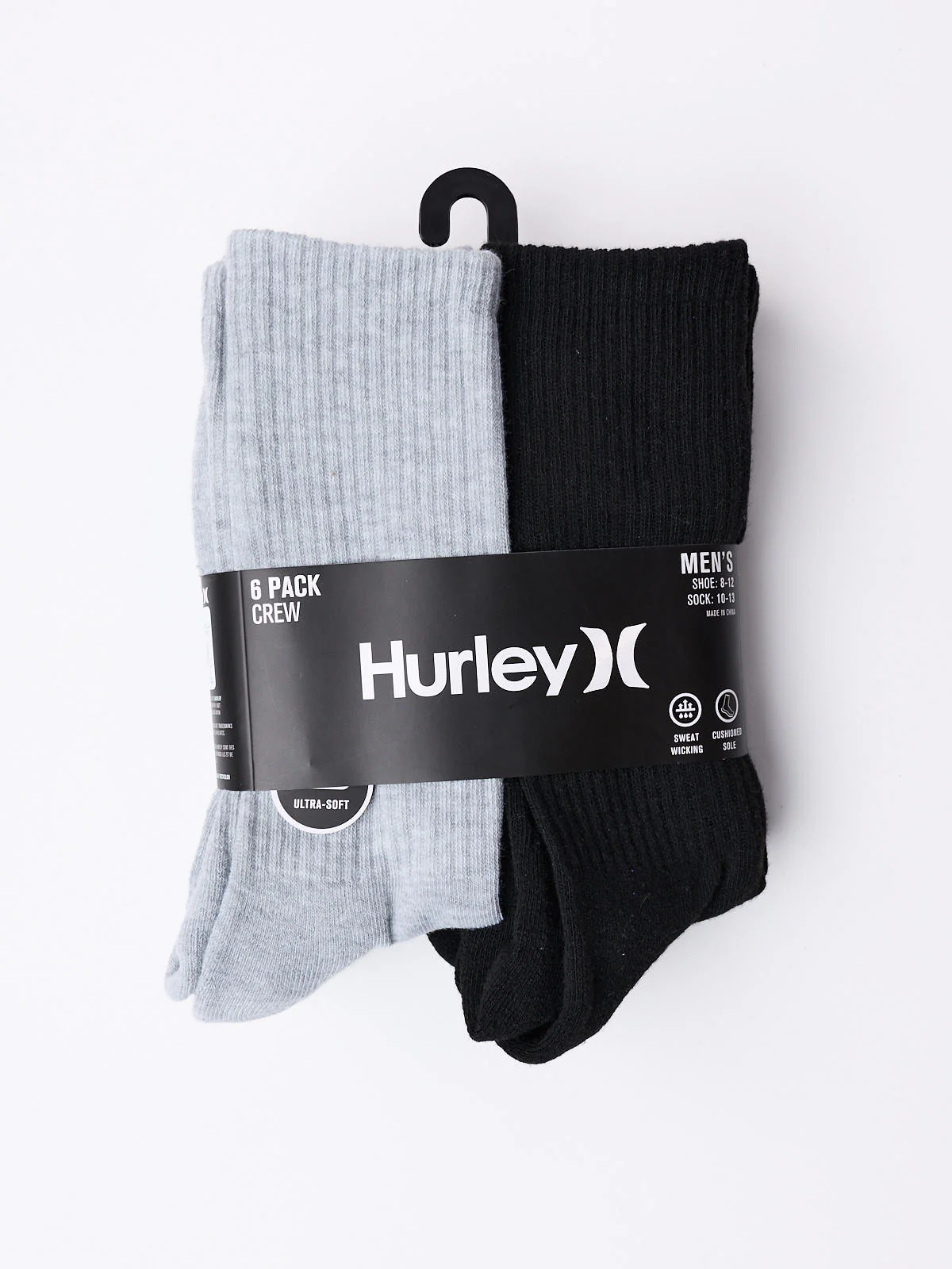 Hurley 6-Pack Men’s ½ Terry Crew Socks