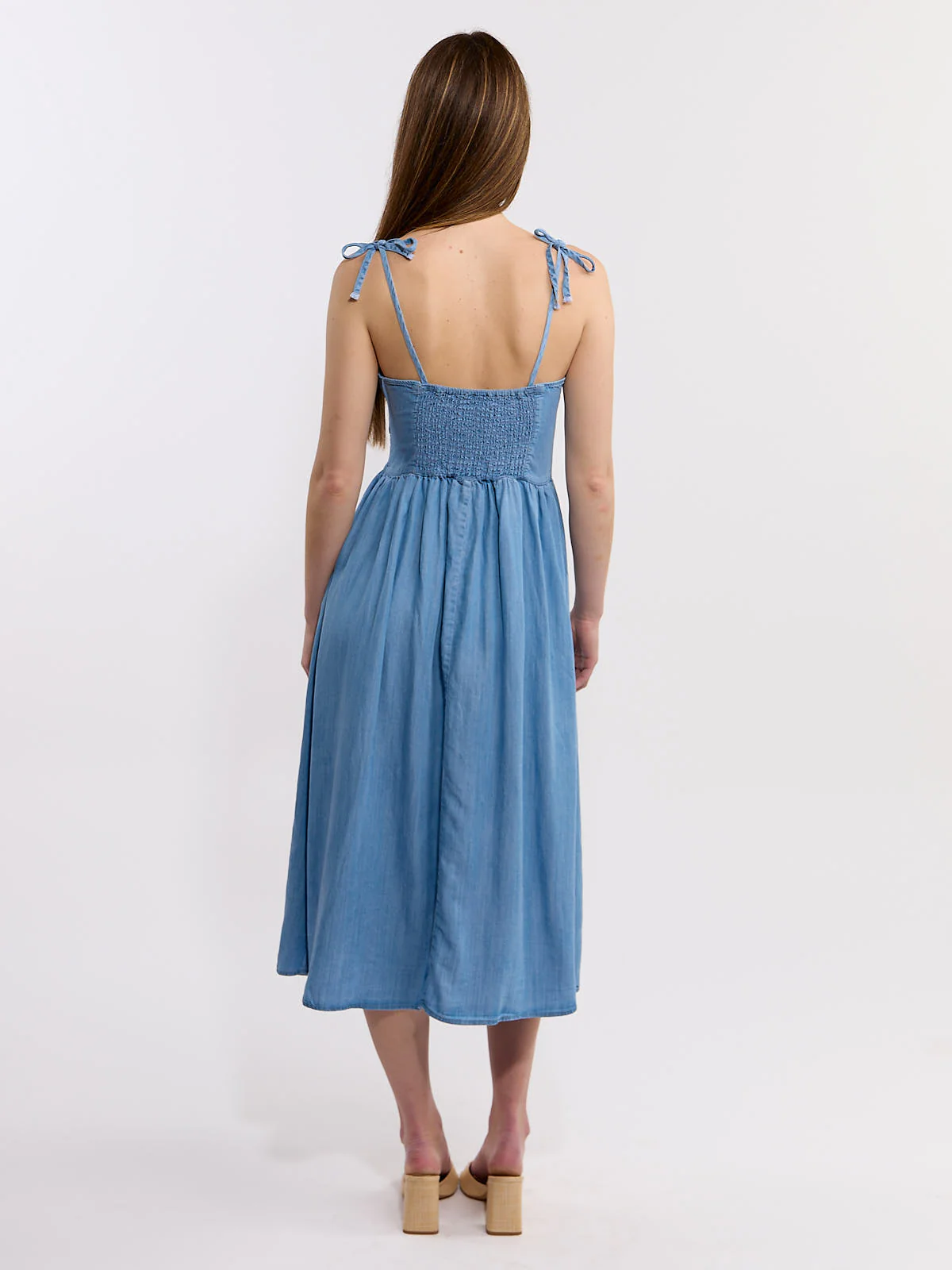 Joan Chambray Tie Strap Midi Dress - Image 3