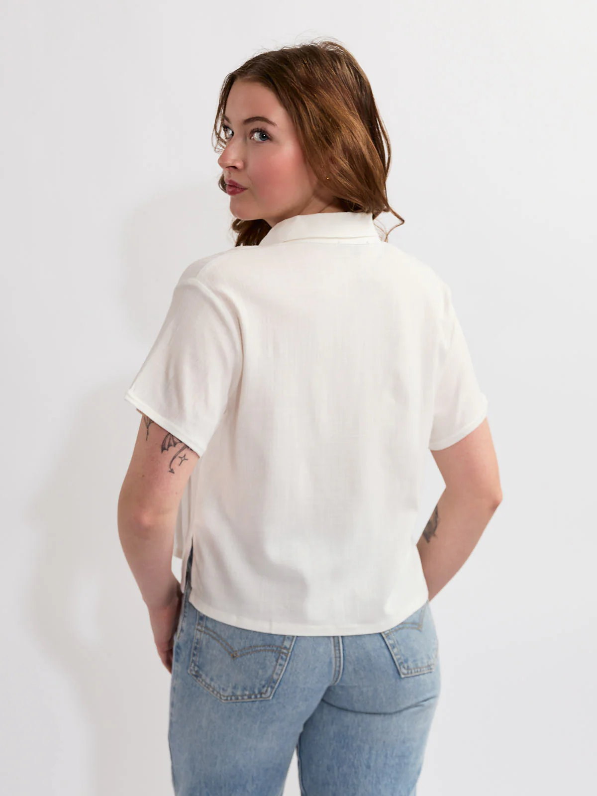 Ladies Button Front Short Sleeve Camp Shirt - Image 2