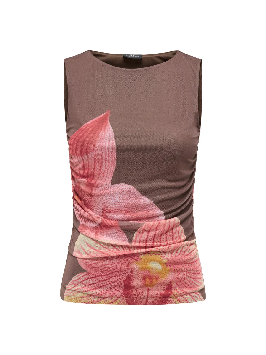 Lea Sleeveless Mesh Ruched Top - Image 2