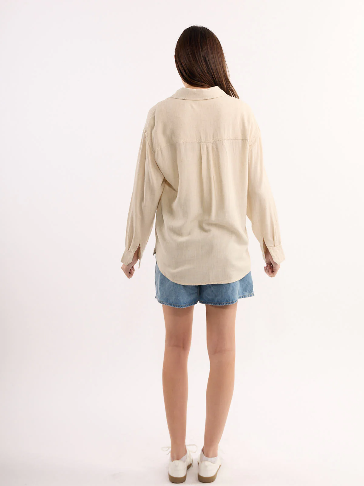 Linen Button-Down Long Sleeve Blouse - Image 2