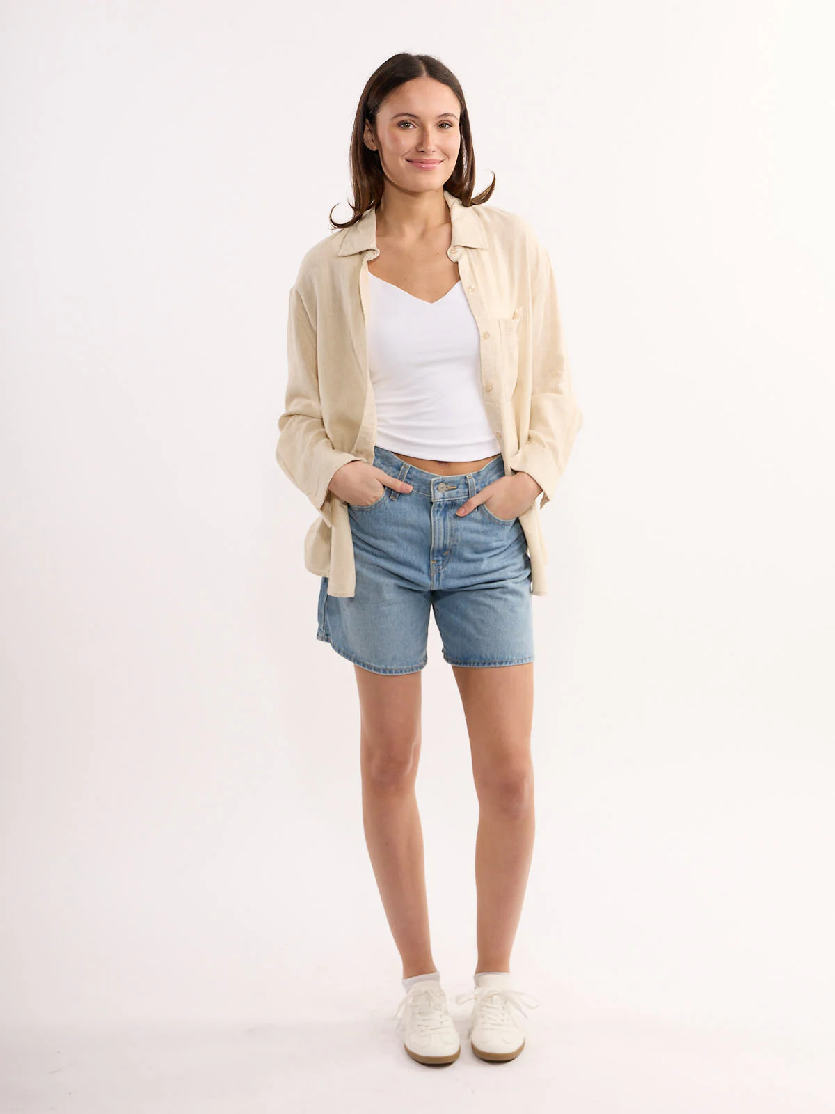 Linen Button-Down Long Sleeve Blouse - Image 4