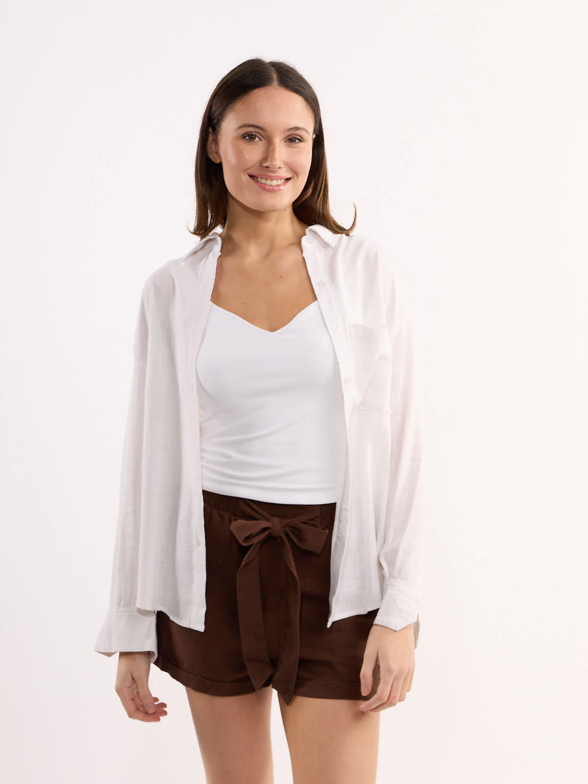 Linen Button-Down Long Sleeve Blouse - Image 5