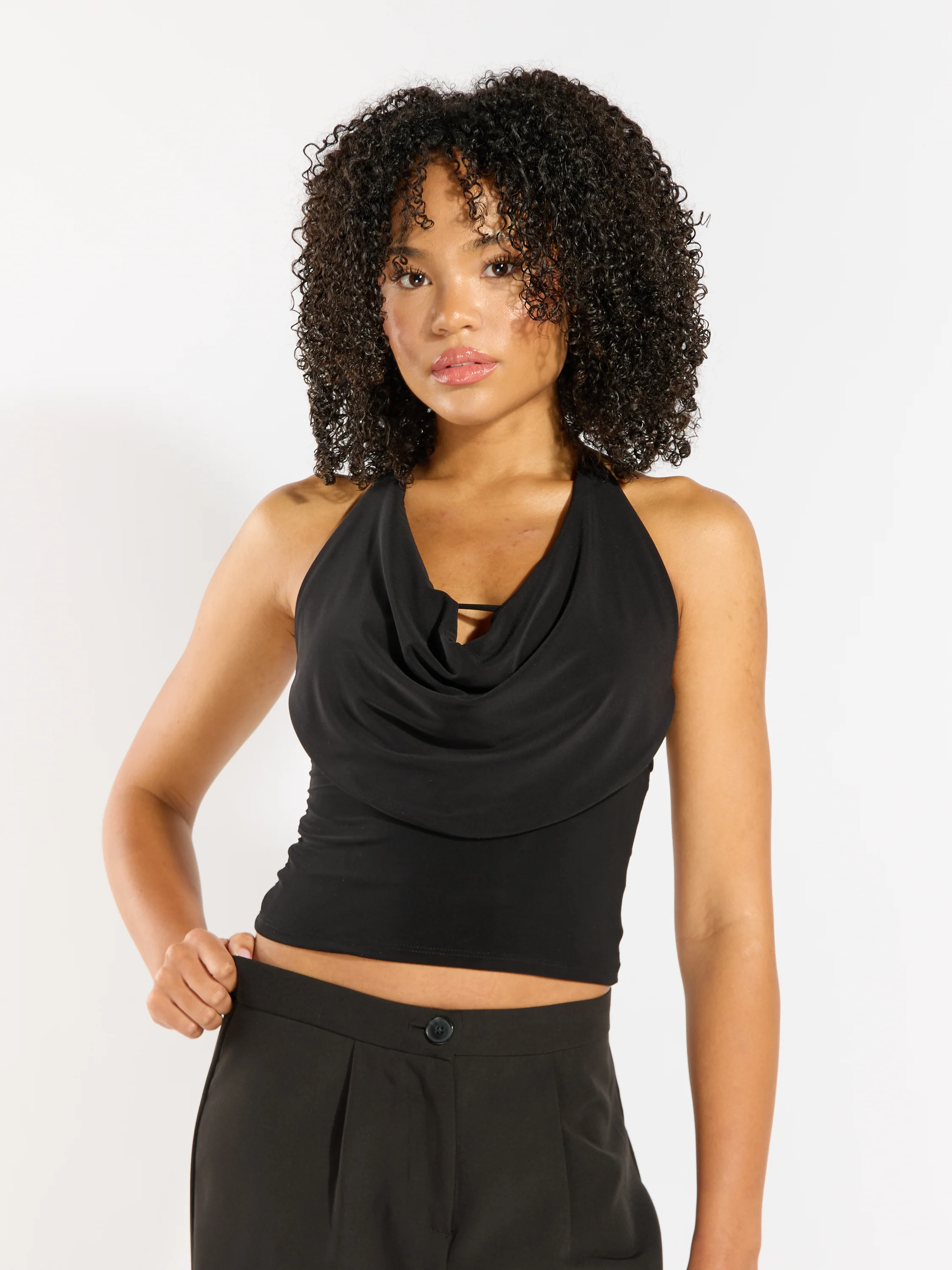 Lucy Solid Halter Tie Top - Image 3