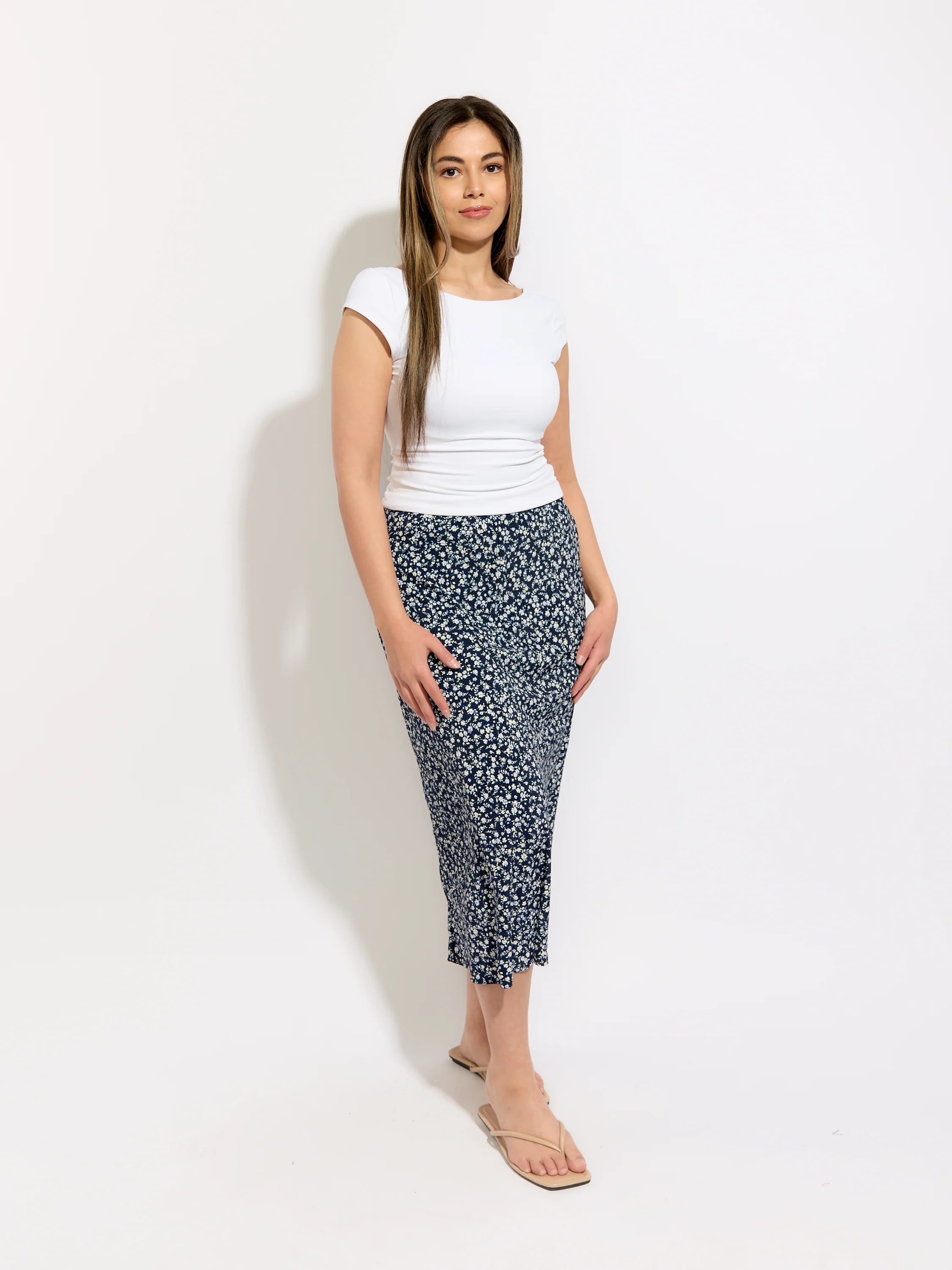 Mixed Midi Floral Skirt - Image 5