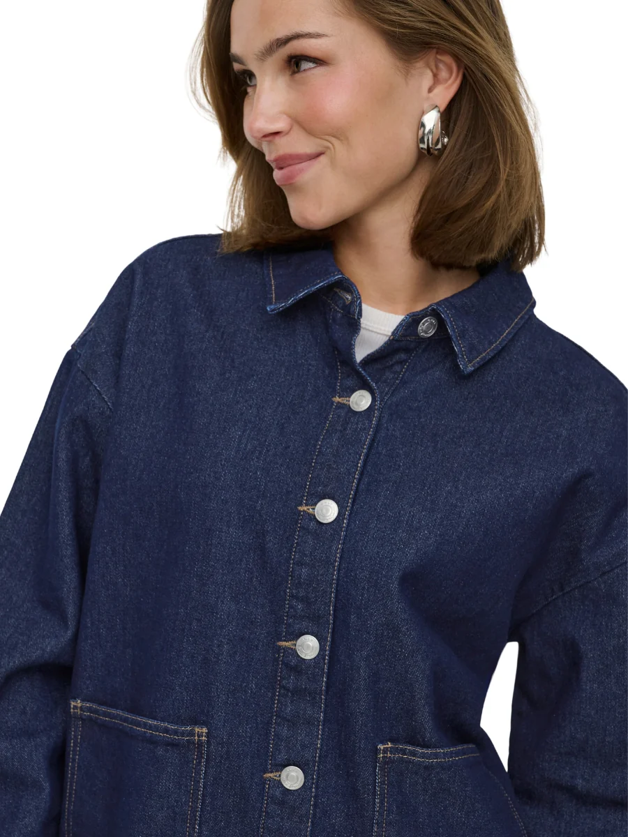 Only Lara Long Sleeve Denim Shacket - Image 2
