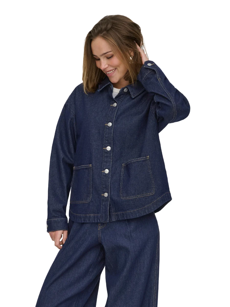 Only Lara Long Sleeve Denim Shacket - Image 4