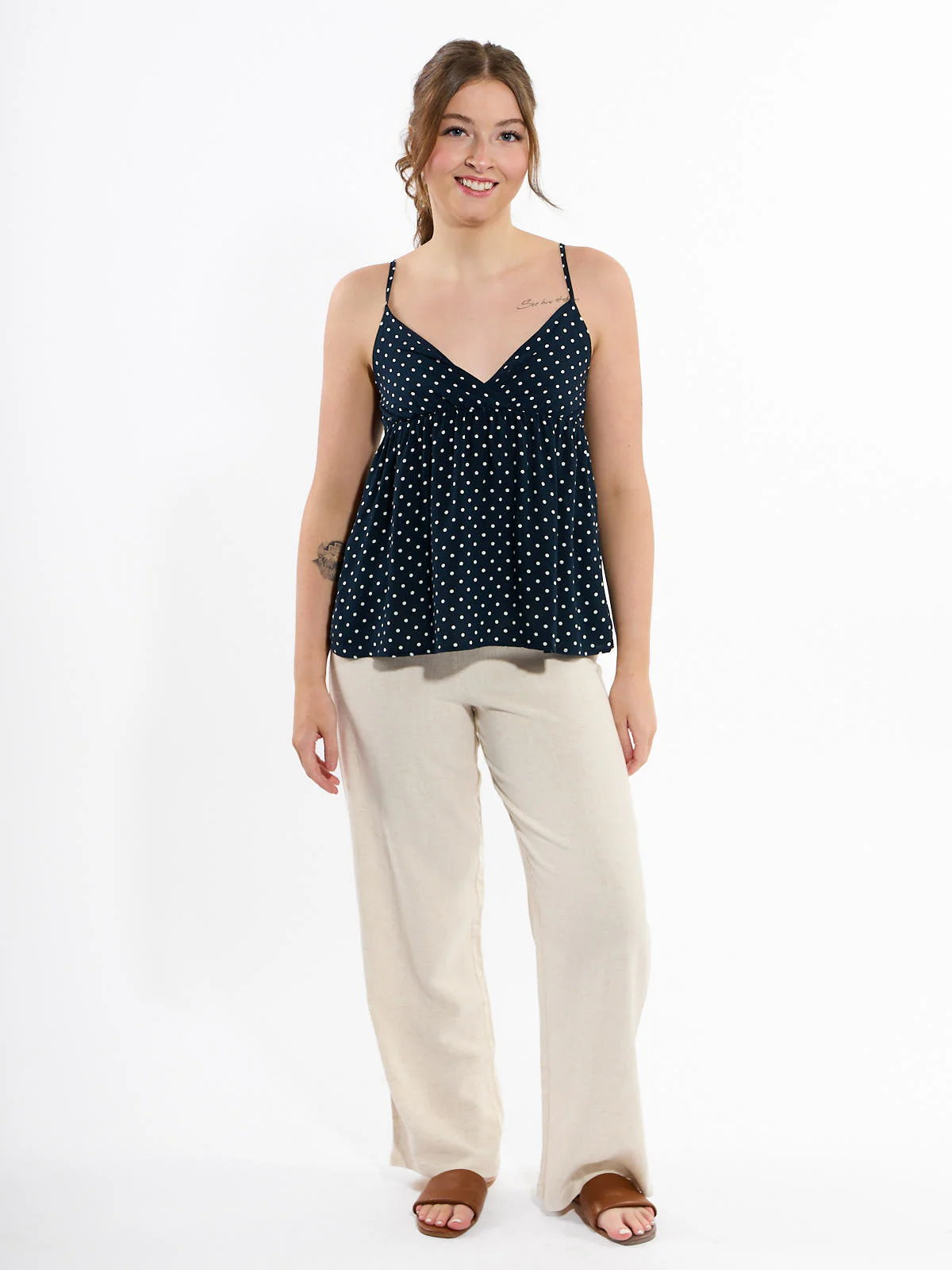 Polka Dot Satin Tank Top