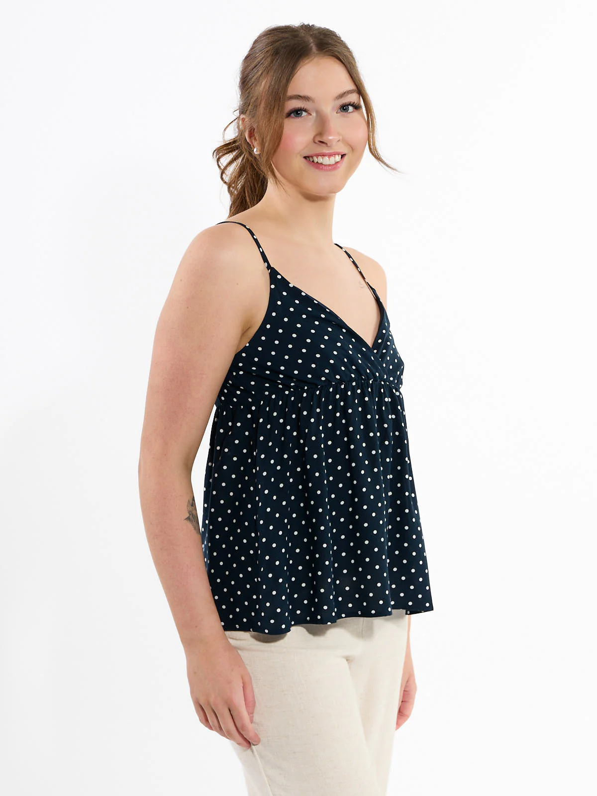 Polka Dot Satin Tank Top - Image 3