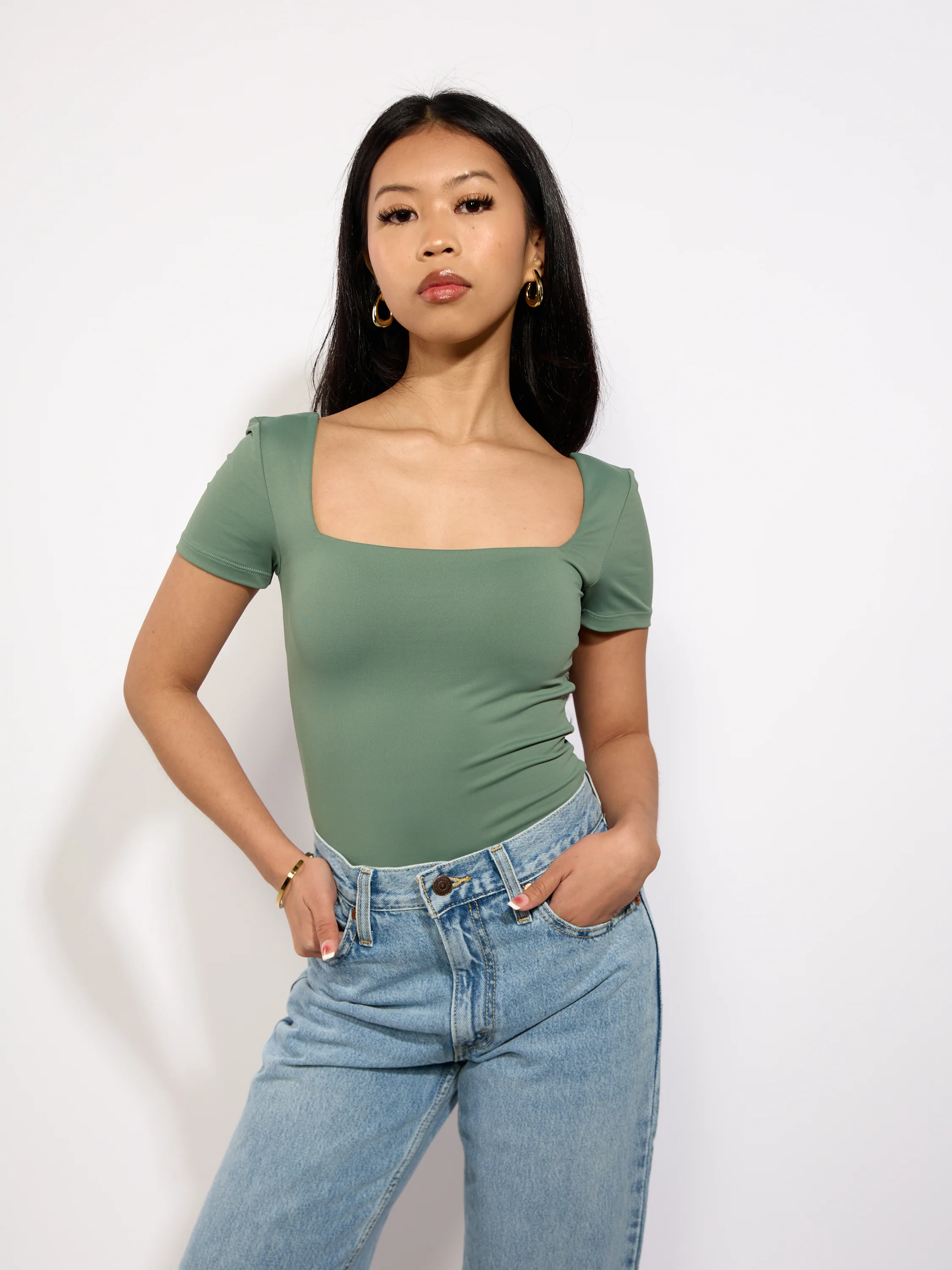 Second Skin Stacy Square Neck Short Sleeve Bodysuit - Image 5