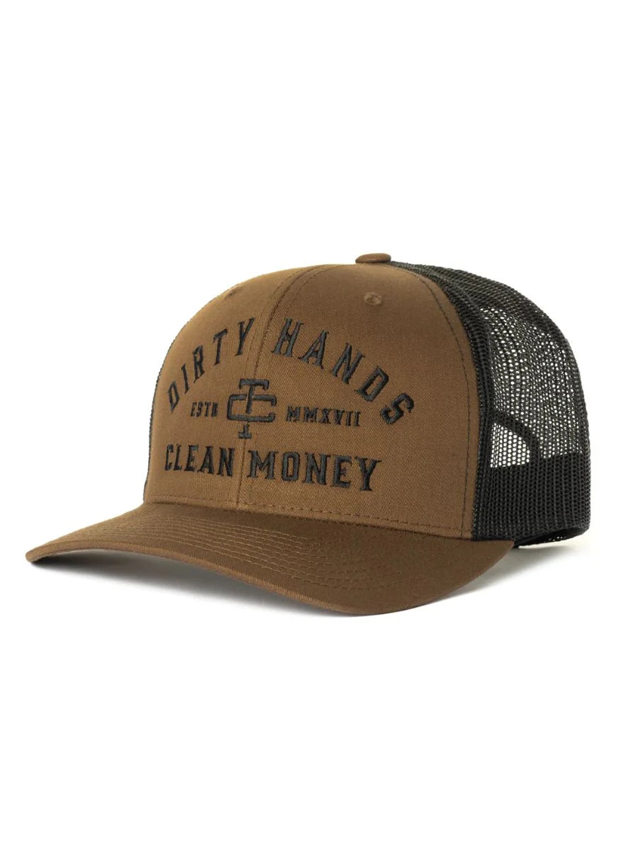 Troll Co. Dirty Hands Clean Money Brown Curved Brim Hat