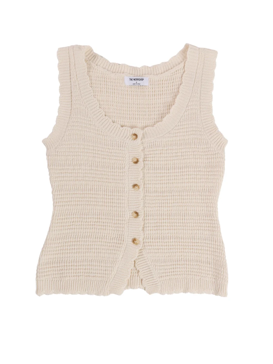 Waverly Sleeveless Crochet Button Top