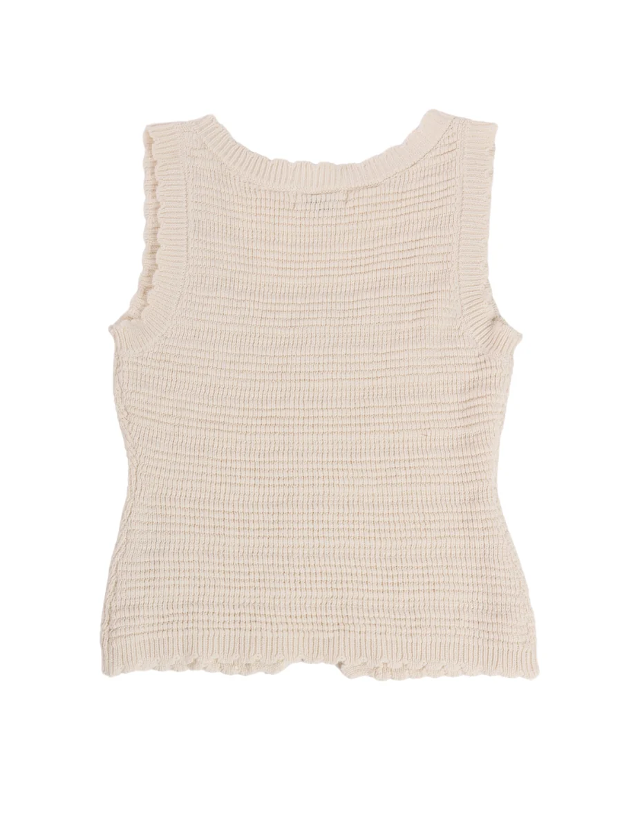 Waverly Sleeveless Crochet Button Top - Image 2